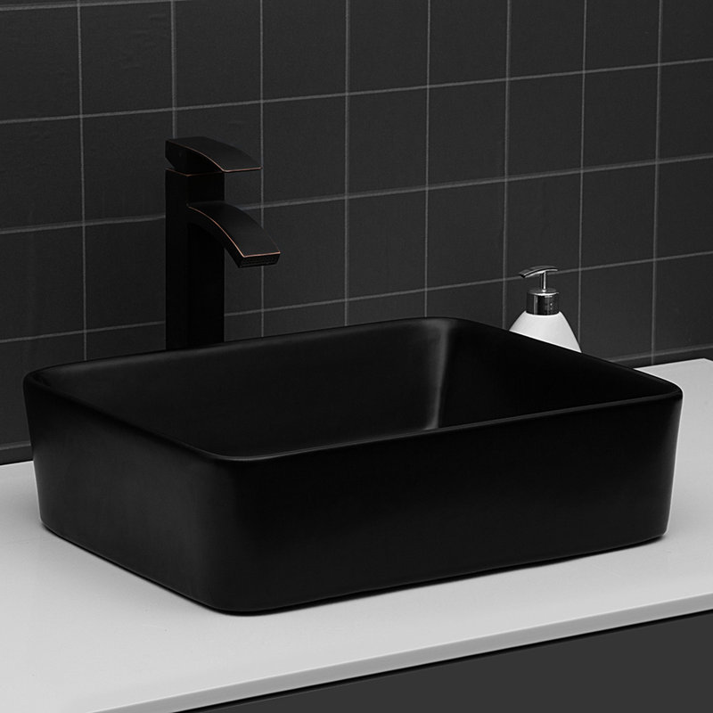 Rectangular Ceramic Vessel Bathroom Sink 19"x15"x5.5" - Black Widely Applied Utilized