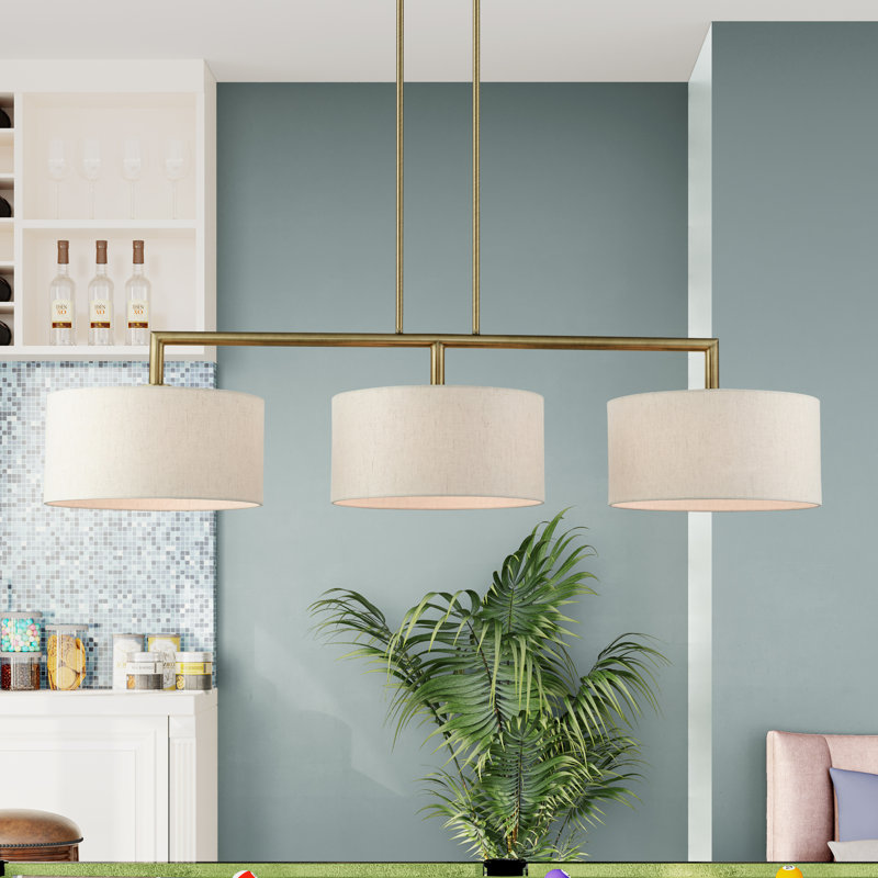 Konur 3-Light Linear Kitchen Island Pendant, Antique Brass