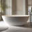 65" Freestanding Solid Surface Bathtub, Luxury Handcrafted Stone Resin Freestanding Soaking Bathtub with Overflow and Pop-up Drain