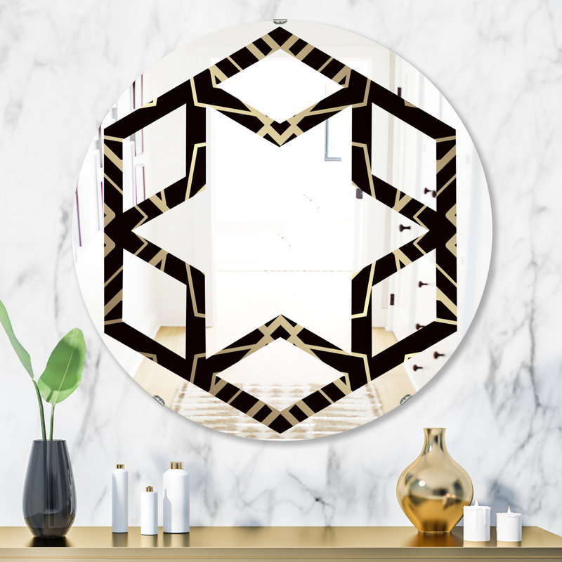 Miroir mural Hexagon Star, H 23,6 po x l 23,6 po, Étoile hexagonale art déco