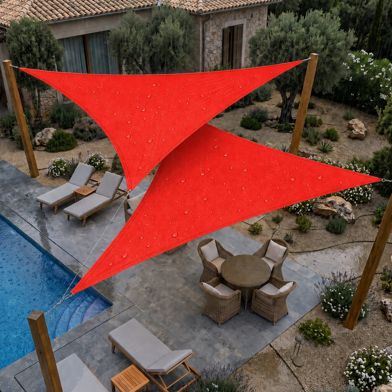 Toile d'ombrage triangulaire imperméable personnalisable ColorTree - durable et résistante aux rayons UV, Rouge