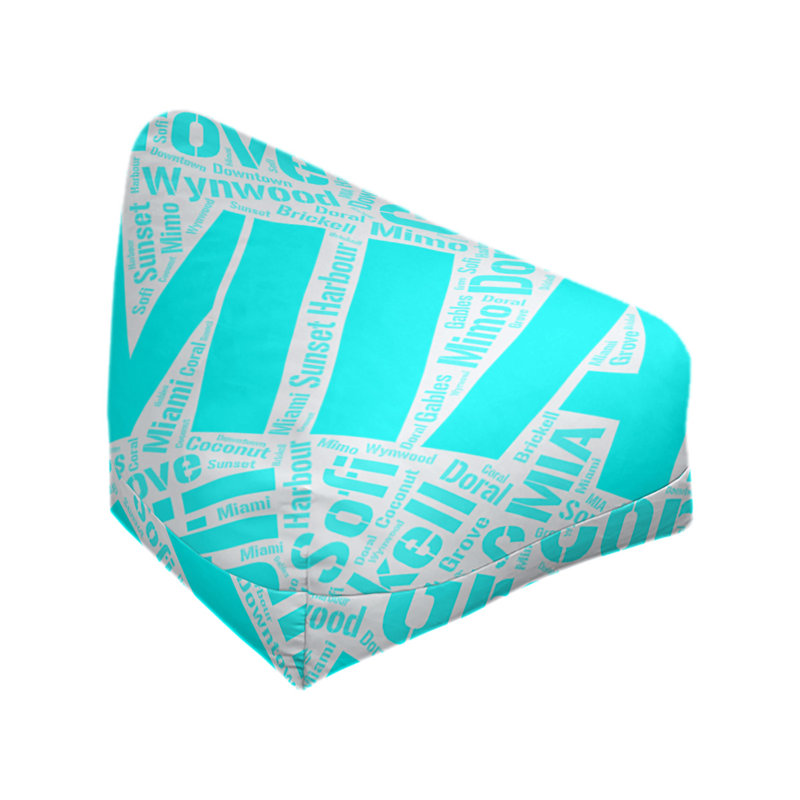 Classic Bean Bag, 30" H x 27" W x 25" D, Miami, Cyan Polyester Blend