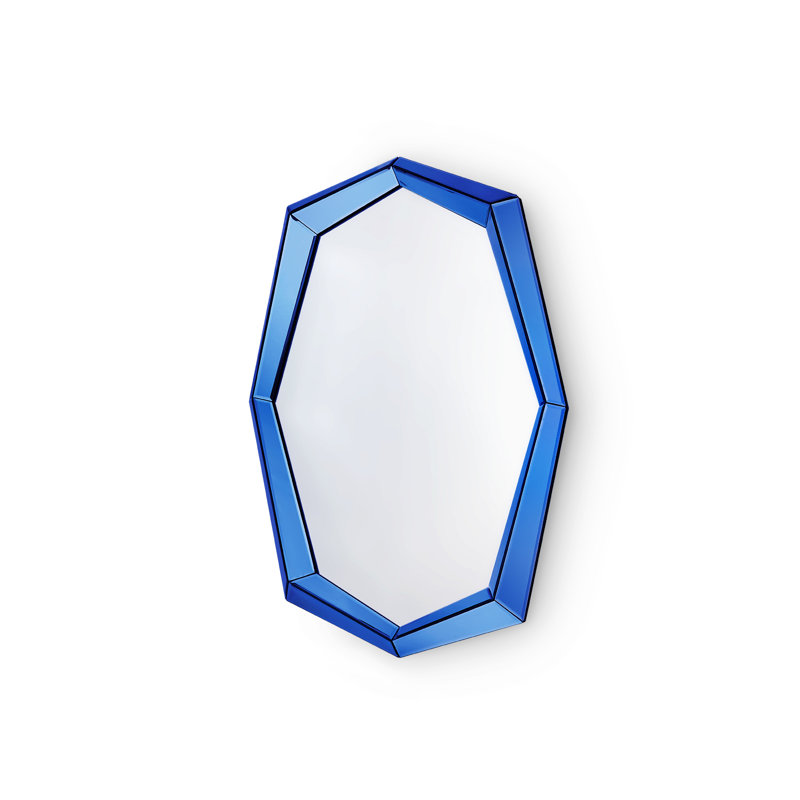 Avery Elongated Glass Mirror, Sapphire Blue