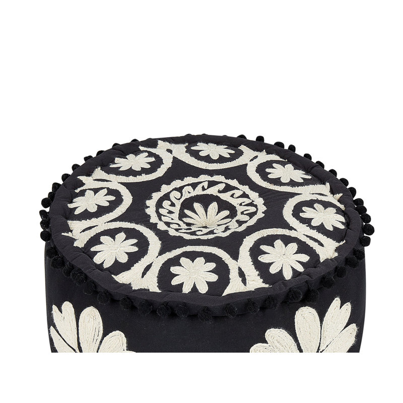 Waynoka 50cm Wide Round Floral Pouffe Ottoman
