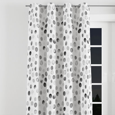 Modern Velvet Curtains - Geometric Shapes Grey Drops Grommet Curtain - 1 Panel