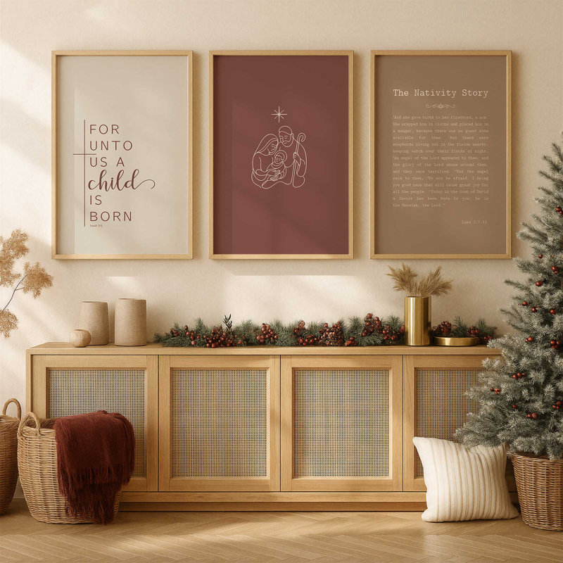 «Heaven's Little Miracle», ensemble de 3 reproductions d'art, H 17,5 po x l 40,5 po, Chrome poli