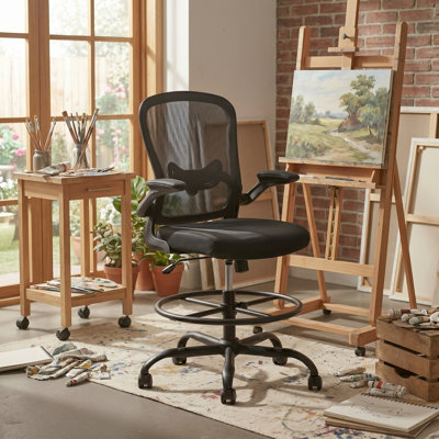 Laquon Ergonomic Mesh Drafting Chair with Adjustable Footrest Ring