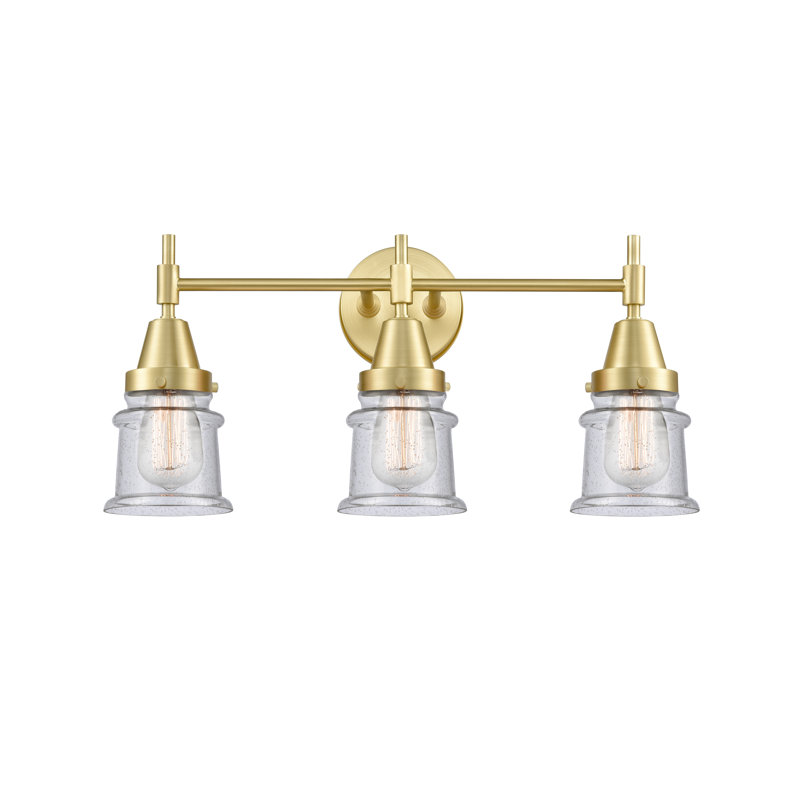 Gayle 3 - Light Dimmable Vanity Light, 4 Watt Vintage LED Bulb, Polished Chrome, Seedy/Large Cone 