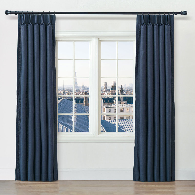 Brisa Linen Curtain Panel In Indigo, Indigo, 20" W x 120" L