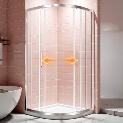  36"W x 36" D x 72"H Framed Corner Double Bypass Sliding Shower Enclosure, 1/4" SGCC Clear Tempered Glass Chrome