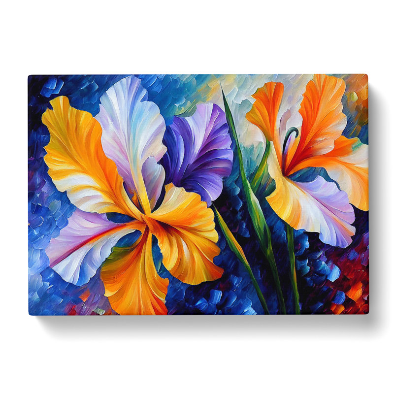 Wild Iris Flowers Abstract - Wrapped Canvas, 35cm H x 50cm W x 3cm D