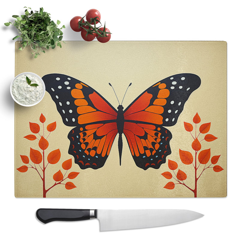 Butterfly Minimalism No.2  Glass Chopping Board