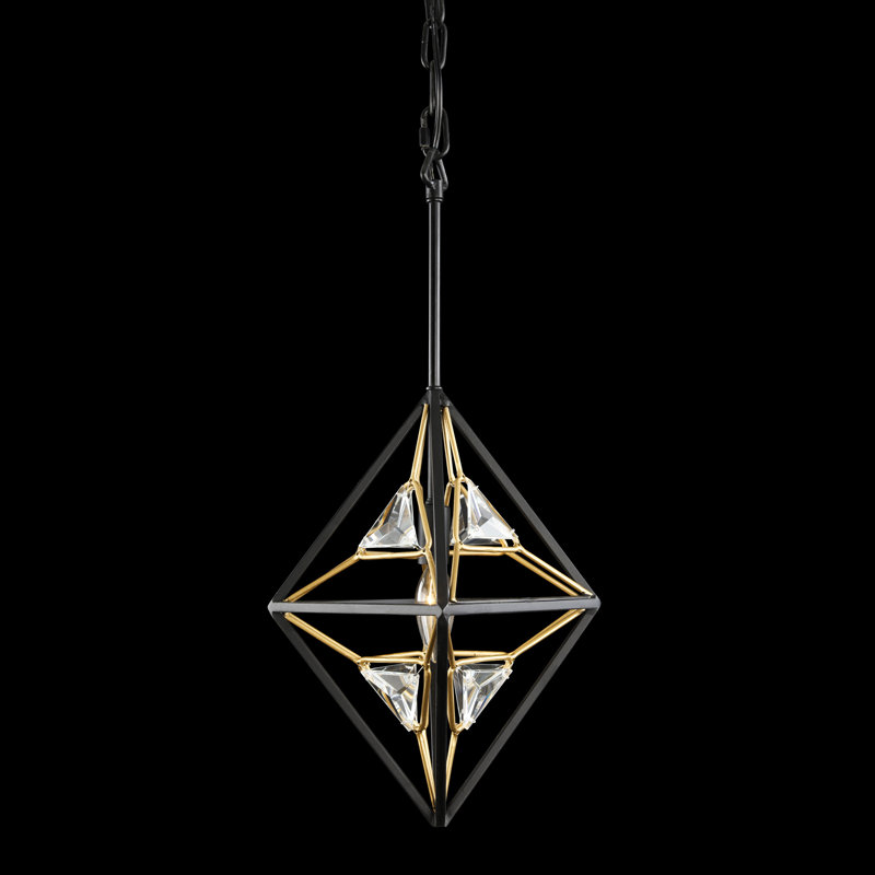 Marcia Matte Black and Gold Crystal Mini Pendant