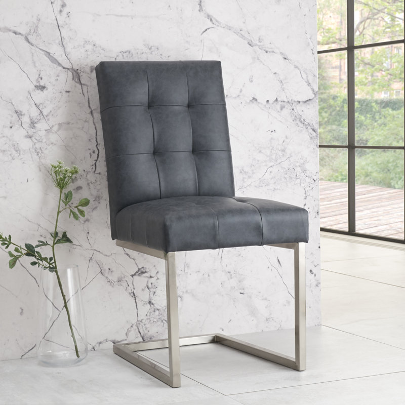Ferber Upholstered Dining Chair, Dark Gray Polyester Blend