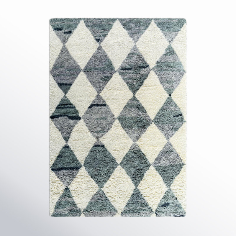 Tapis géométrique fait à la main Anemone, Rectangle 9 pi x 12 pi