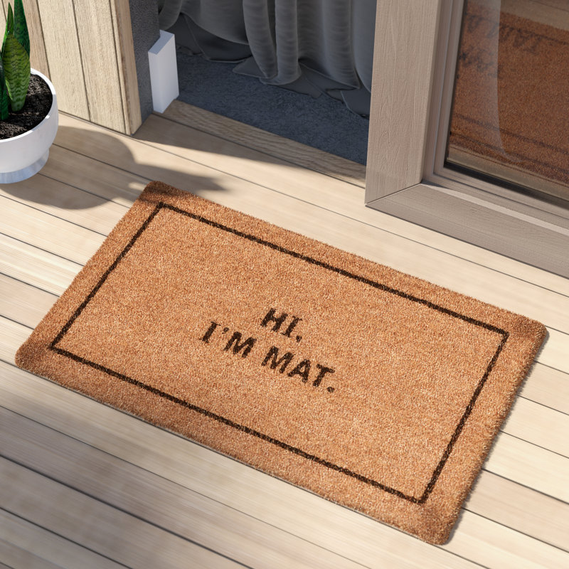 Tapis d'entrée antidérapant pour l'extérieur « Hi I'm Mat » 30 po x 18 po Martrud