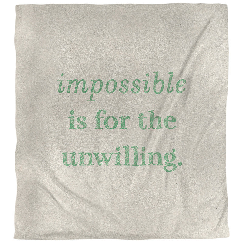 Housse de couette réversible simple à écrire quotes impossible, Housse de couette pour très grand lit, Blanc / Vert