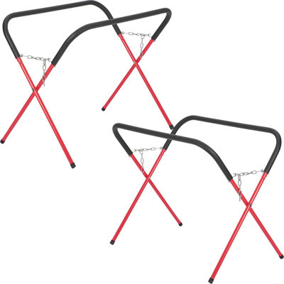 Ensemble de 2 tréteaux pliables, pieds d'établi en acier rouge pour le bricolage, support de manutention portatif, supports de 11,6 kg (25,57 lb)