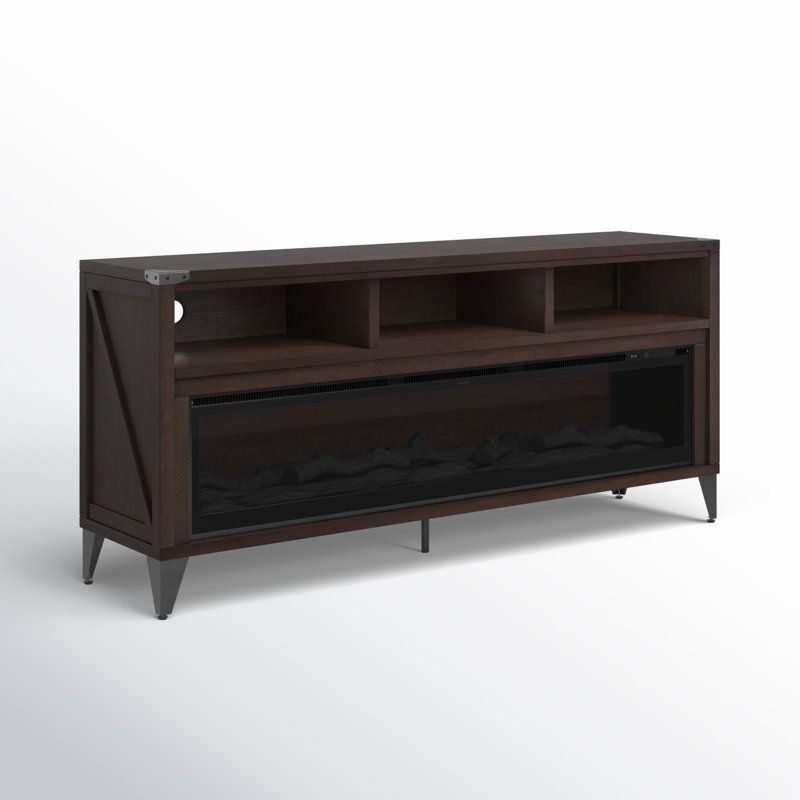 Bowrah TV Stand for TVs up to 75" with Electric Fireplace Included, Espresso, Espresso