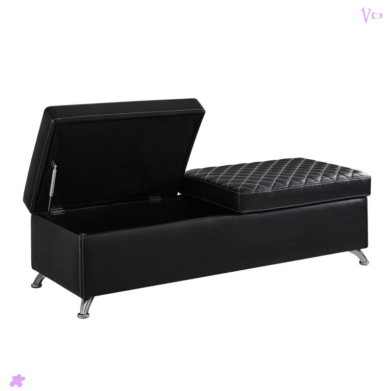 Banc de lit moderne avec rangement pour chambre à coucher, Noir, noir, noir, noir