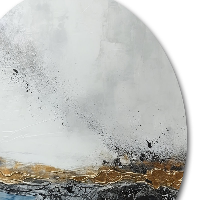 Art mural rond gris abstrait moderne abstrait V - marbre abstrait sur métal, H 36 po x l 36 po x P 1 po