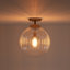 Brass 1-Light Textured Glass Ceiling Lamp for Hallway & Bedroom