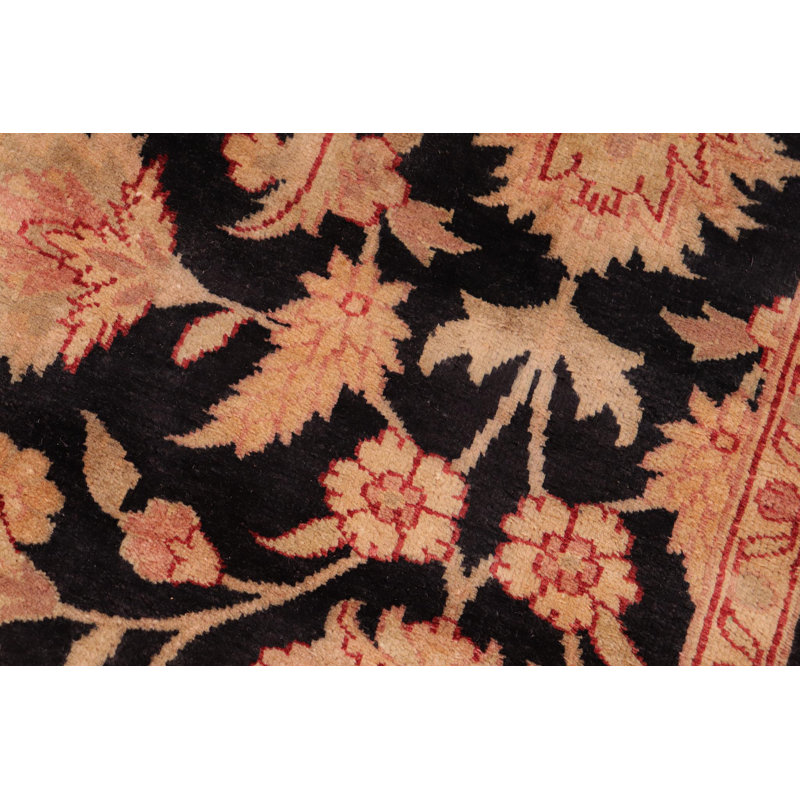 Tapis brun / noir en laine noué à la main 6 pi 4 po x 9 pi 1 po Baccio