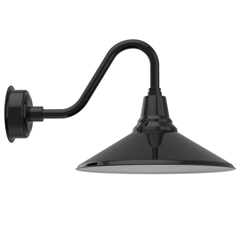 Luminaire de grange d'extérieur Albali, Noir, H 14,97 po x l 18 po x P 25,25 po