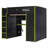 Full Size Wood Loft Bed with Desk, Wardrobe, Storage & RGB LED Light for Gaming & Bedroom, Green-1295193983