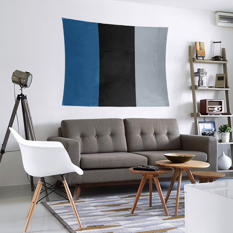 Tapisserie de polyester Colorado, H 68 po x l 80 po, Bleu / noir / argent