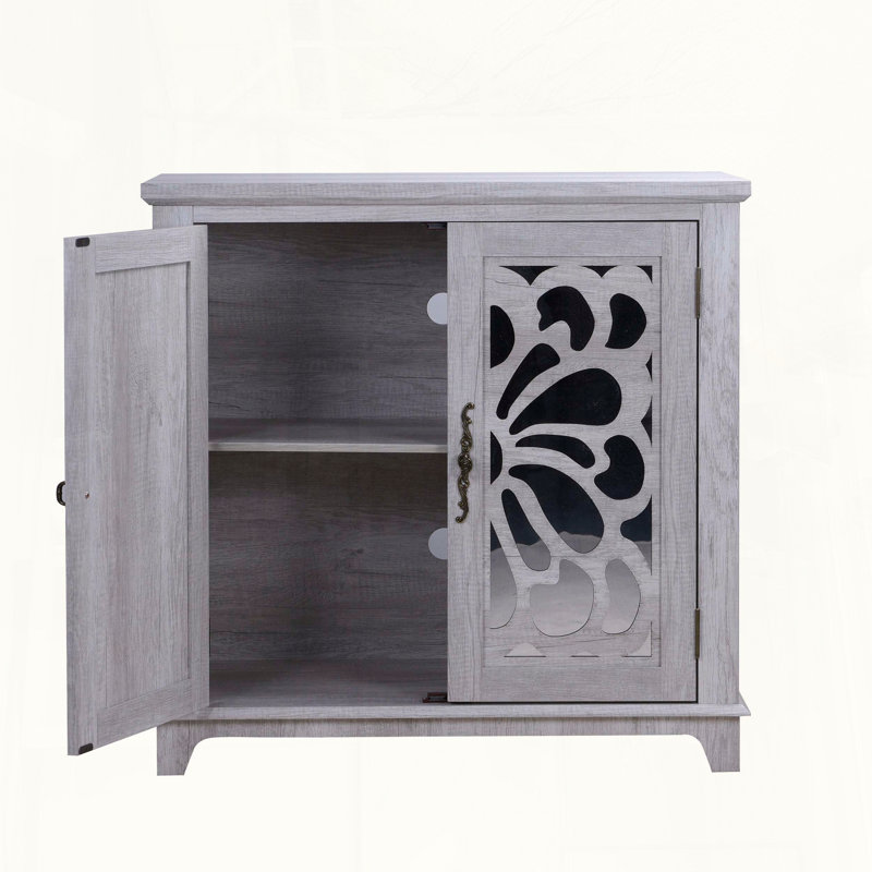 Armoire d'appoint à miroir gris, Light Gray