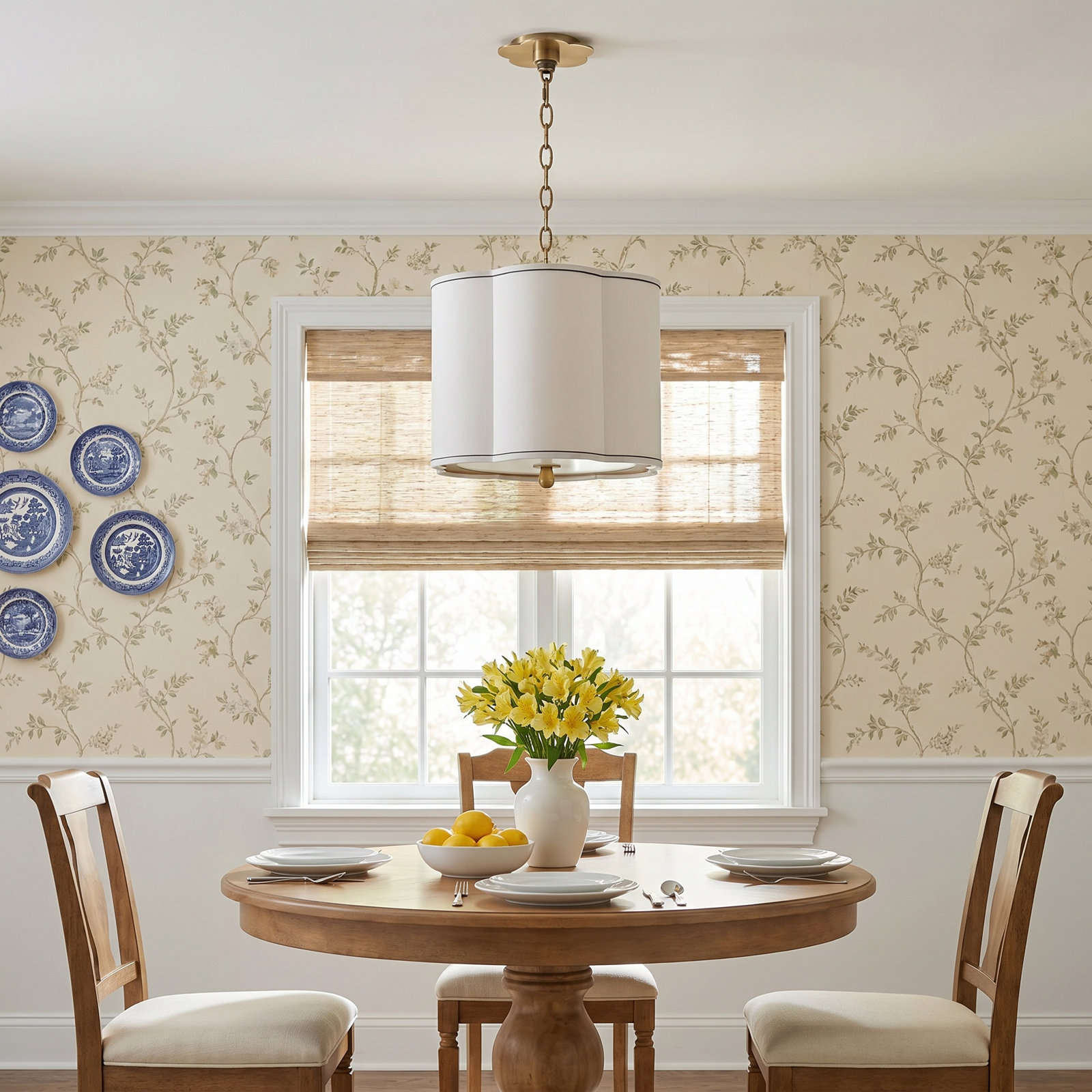 3 - Light Geometric Chandelier, Aged Brass