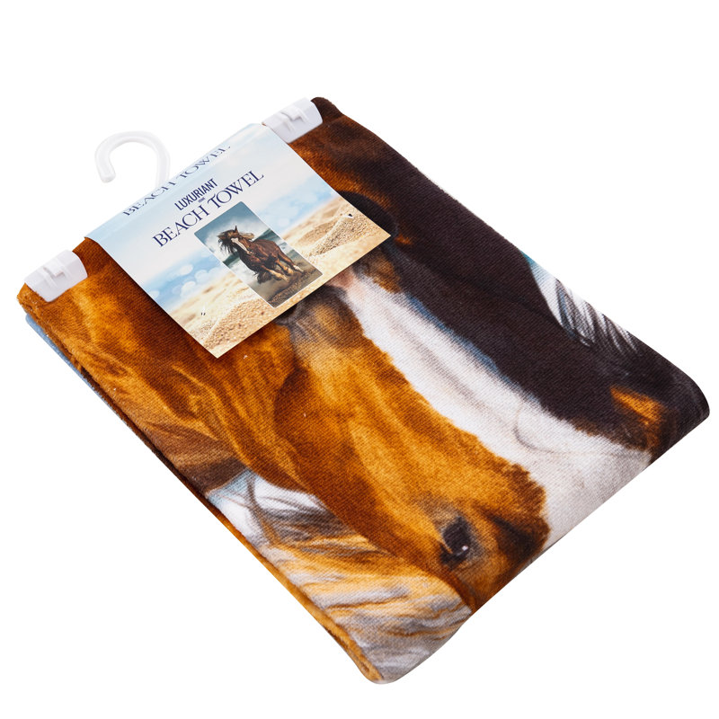 Serviette de plage avec cheval de course, 30 po x 60 po