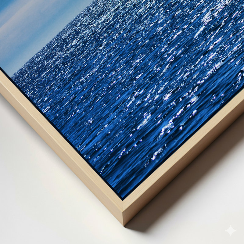 Océan par Christopher Doherty - ensemble de 3 reproductions de photos sur toile, Toile naturelle avec cadre flottant