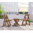 HIPS Material Outdoor Bistro Set Foldable Small Table And Chair Set With 2 Chairs And Rectangular Table, Teak-12163990