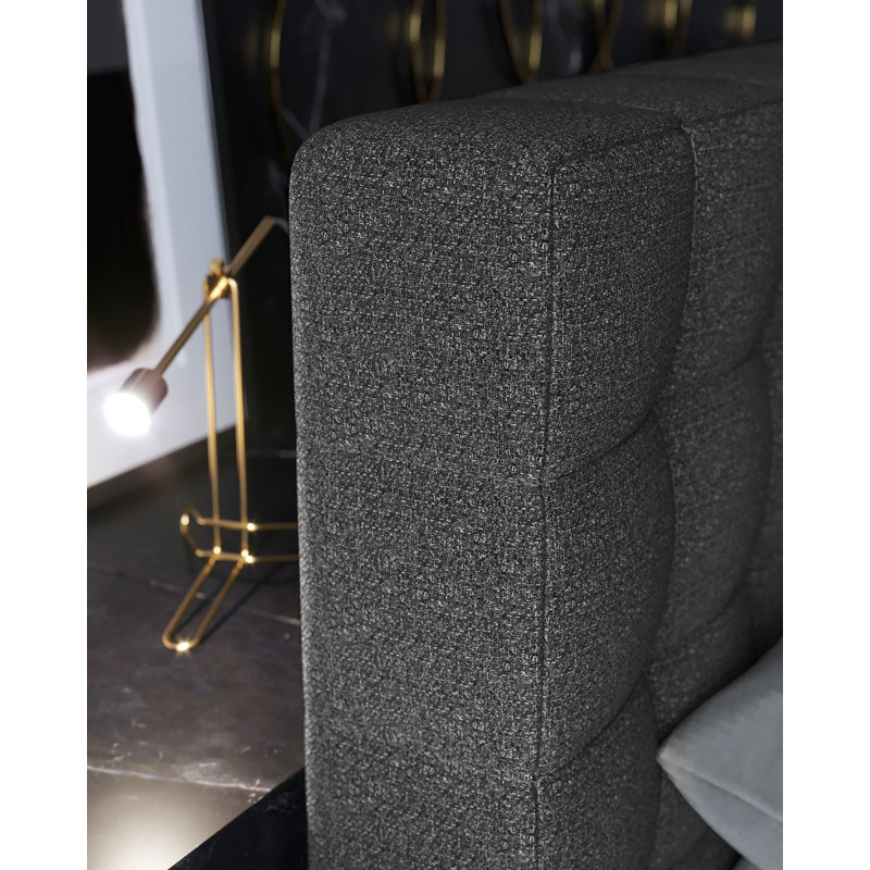 Thompson Upholstered Wingback Bed, Carbon Gray, King