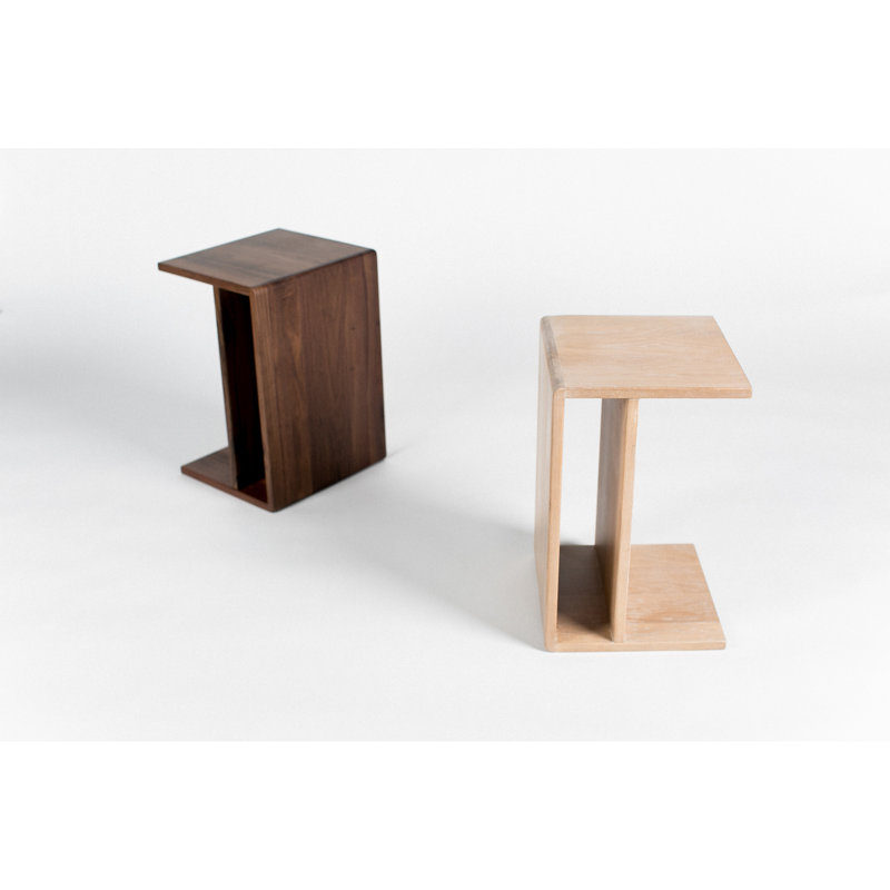 Hiroki Solid Wood End Table, White Wash