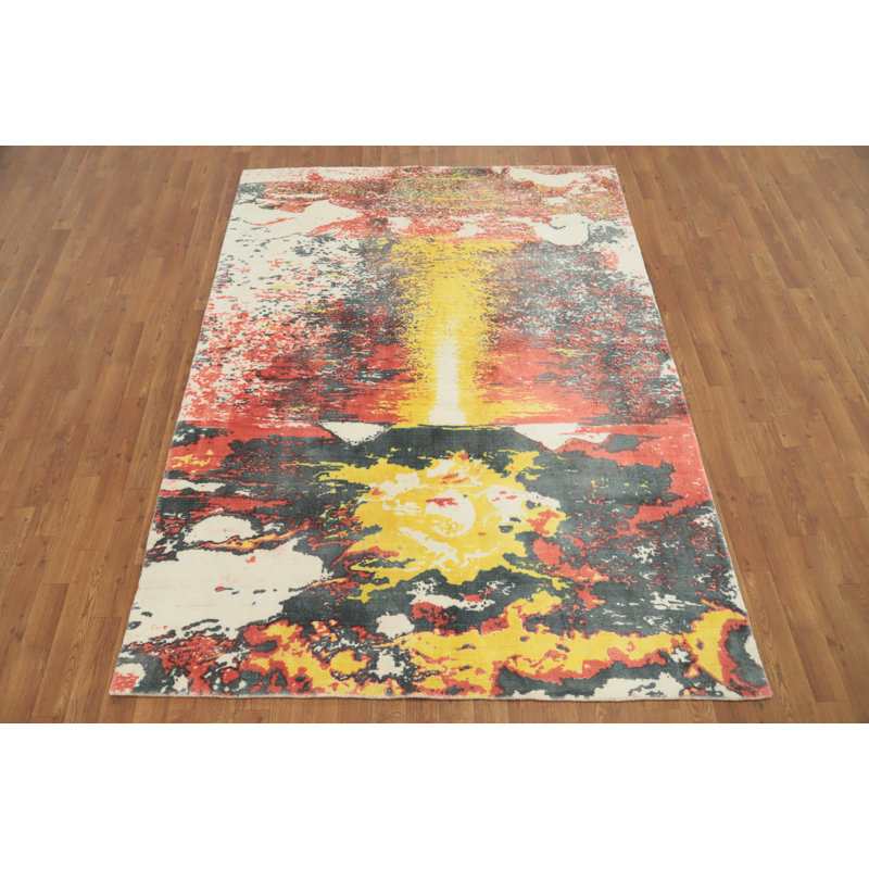 Coucher de soleil sur un tapis fait à la main 6 x 7