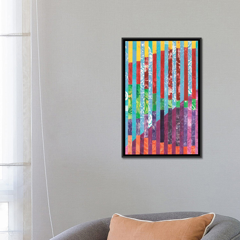« quilted monoprints iii », impression sur toile, H 26 po x l 18 po x P 1,5 po, Toile avec cadre noir, Pas de tapis