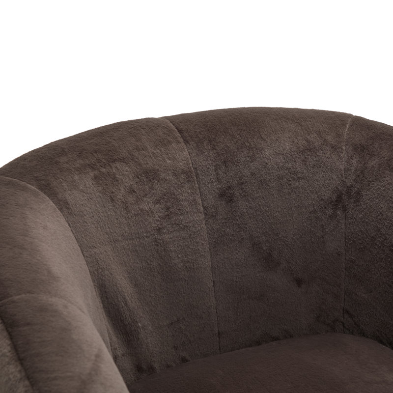 Fauteuil club pivotant en peluche Radia Modern, Marron foncé