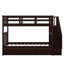 Lit superposé simple au-dessus de simple avec trois tiroirs, lit superposé en escalier en bois massif avec rangement et garde-corps-867337629