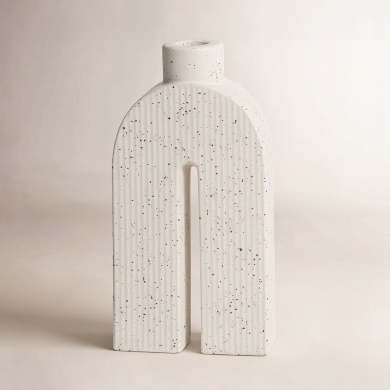 Ceramic Tabletop Candlestick, 9" H x 4.5" W x 2" D