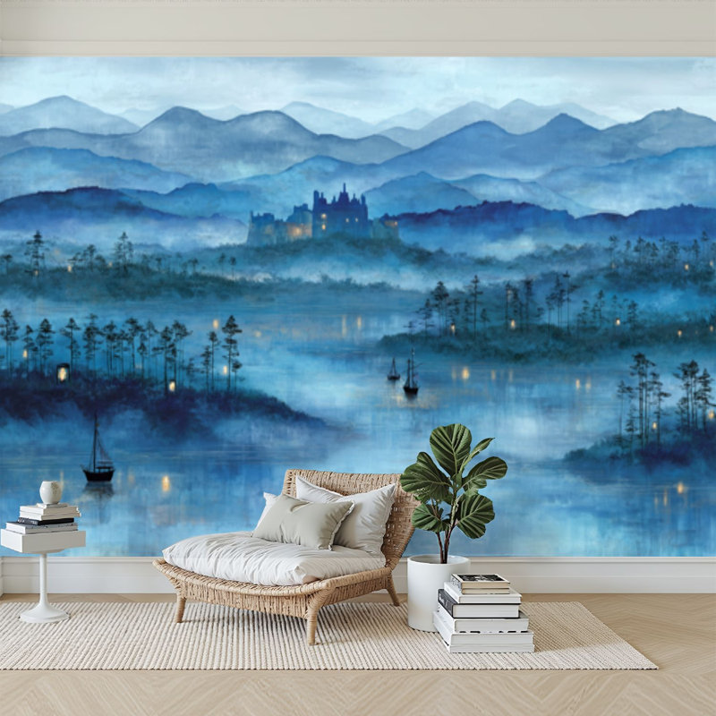 Papier peint adhésif auto-adhésif moderne pour la chambre à coucher - avec bateaux de la forêt 100 "L x 144" Peel and Stick
