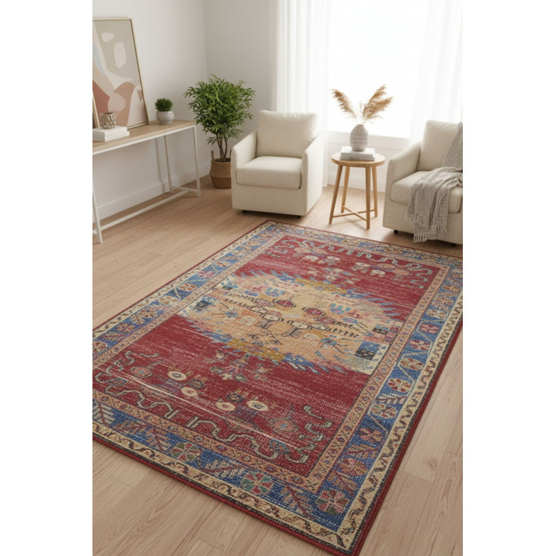 Tapis décoratif rouge Soul Soul, Rectangle 5 pi x 7 pi 7 po