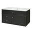 Meuble-lavabo mural en bois aggloméré 36 po à fermeture en douceur intégré avec tiroirs et lavabo simple en céramique à 3 trous 36 po-130833213
