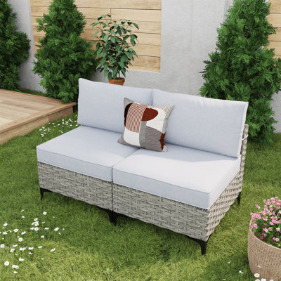 Emroy Wicker/Rattan 2 - Person Seating Group With Cushions by Ebern Designs