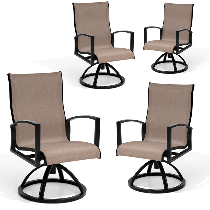 Chaise de salle à manger d'extérieur en aluminium avec Sunbrella, Brun