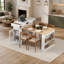 Table de salle à manger extensible avec plateau rabattable, table de bar avec tiroirs, prise électrique et roulettes, idéale pour les cuisines et salles à manger modernes.-959738873