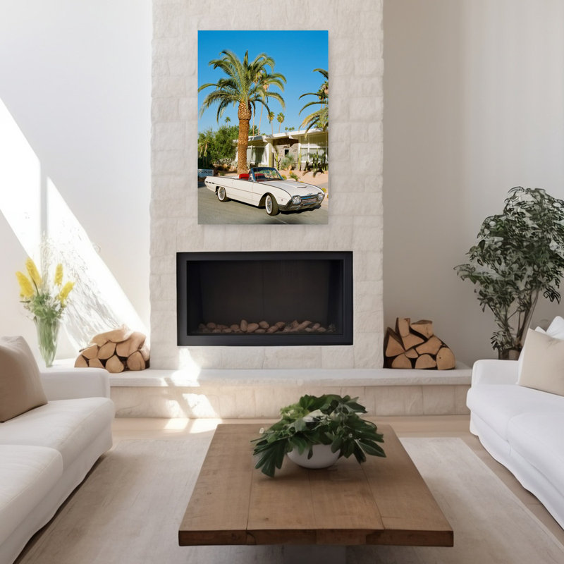Art contemporain, paysage de palmier rétro, art moderne classique classique, H 36 po x l 24 po