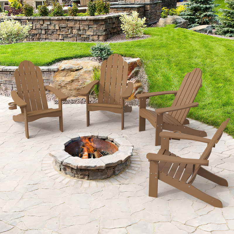 Reyer Outdoor Adirondack Set, Brown
